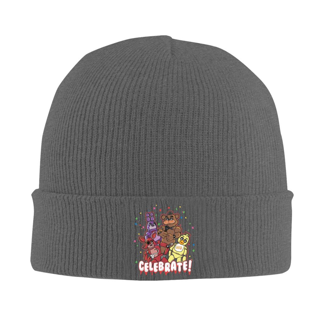 Five Nights At Freddys Celebrate Beanie Hats Skullies Beanies Female Male Retro Elastic Caps Autumn Outdoor Graphic Bonnet Hats