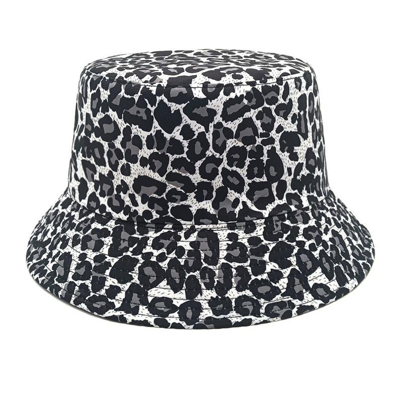 Fashion Leopard Print Double Sided Bucket Hat Unisex Sun Protection Outdoor