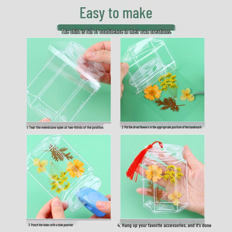 Handmade Transparent Bottle Embossing Film for Spring Plant Specimen Bookmarks