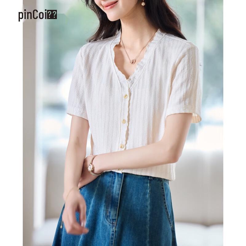 Women s V-Neck Ruffle Chiffon Blouse XL