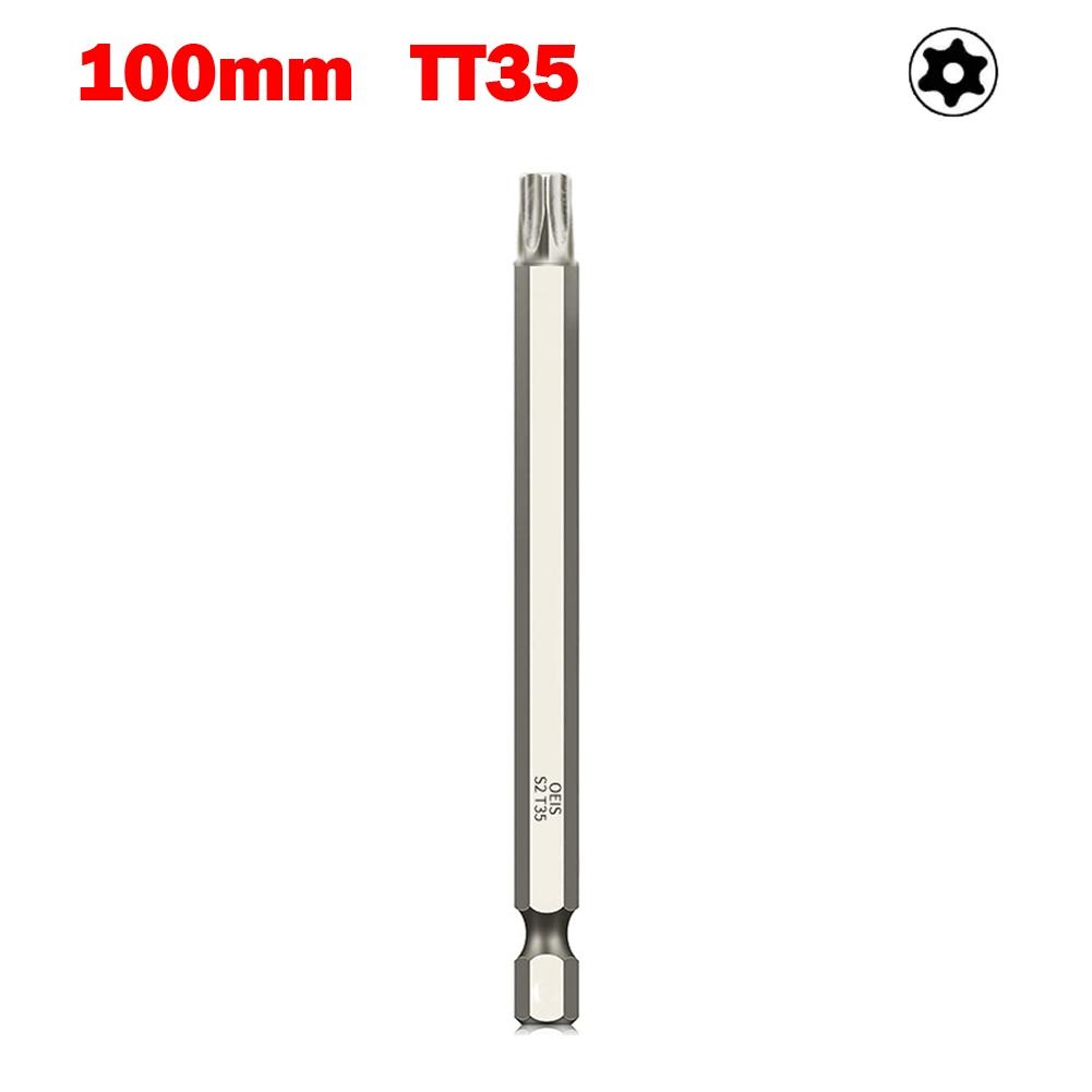 100mm Torx Screwdriver Bit with Standard Shank Diameter and Magnetic Feature