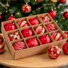 Hand-Painted 8cm Electroplated Christmas Ball Set - 12 Plastic Ornaments