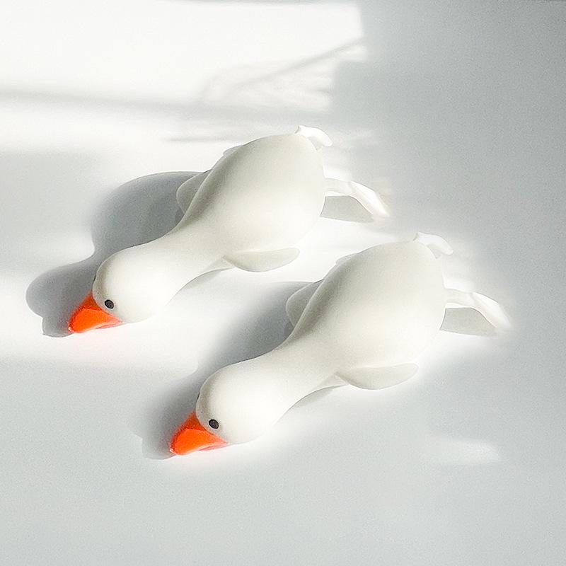 Big White Goose Stress Relief Silicone Toy - Cute, Slow Rebound Cartoon Duck for Venting Stress