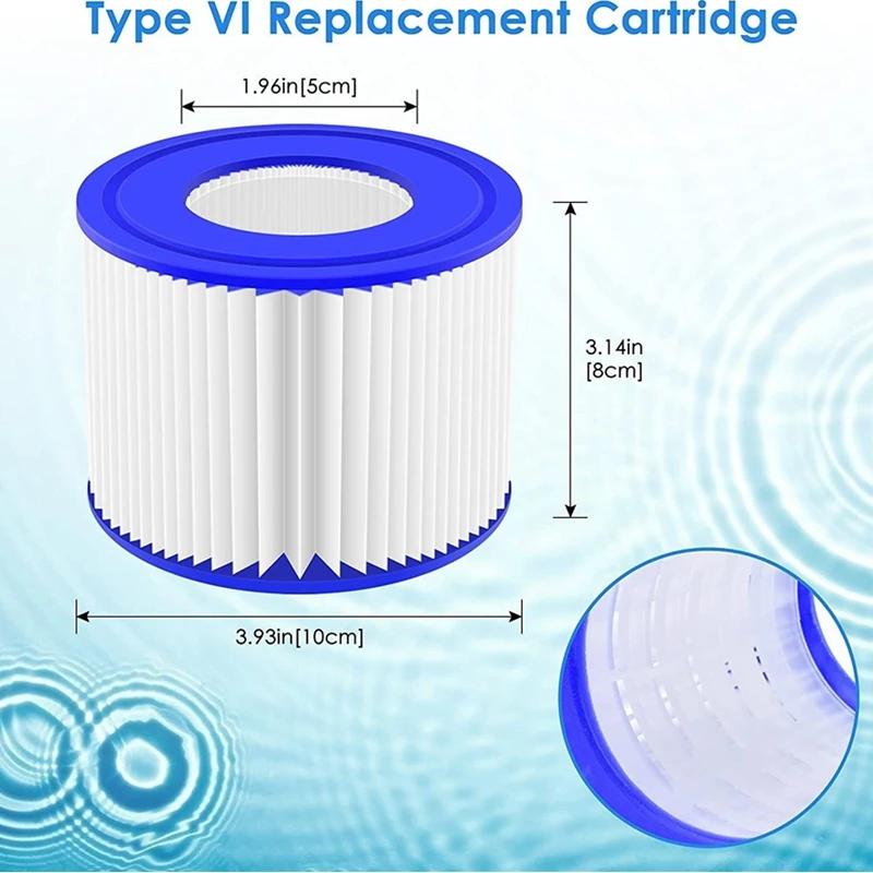 

1/2/4pcs Swimming Pool Filter Cartridge Replacement for Bestway Flowclear Size VI SI Filter Lay-Z-Spa - Miami Vegas Palm Spring