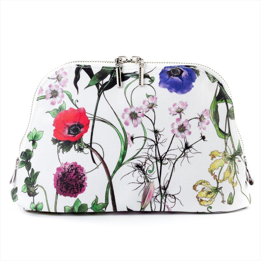 Botanical Innocence Round Pouch with Botanical and Floral Portable Nylon Makeup W1000810 (Large) Print, Pouch,