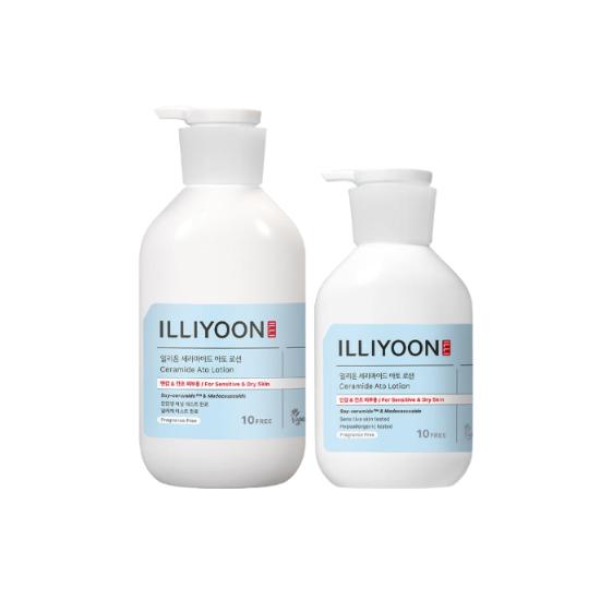 ILLIYOON Ceramide Ato Body Lotion Unscented Moisturizing Barrier Care Set 580ml + 300ml