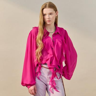 Volume Ruffle Sheer Blouse Zf04qb002nh