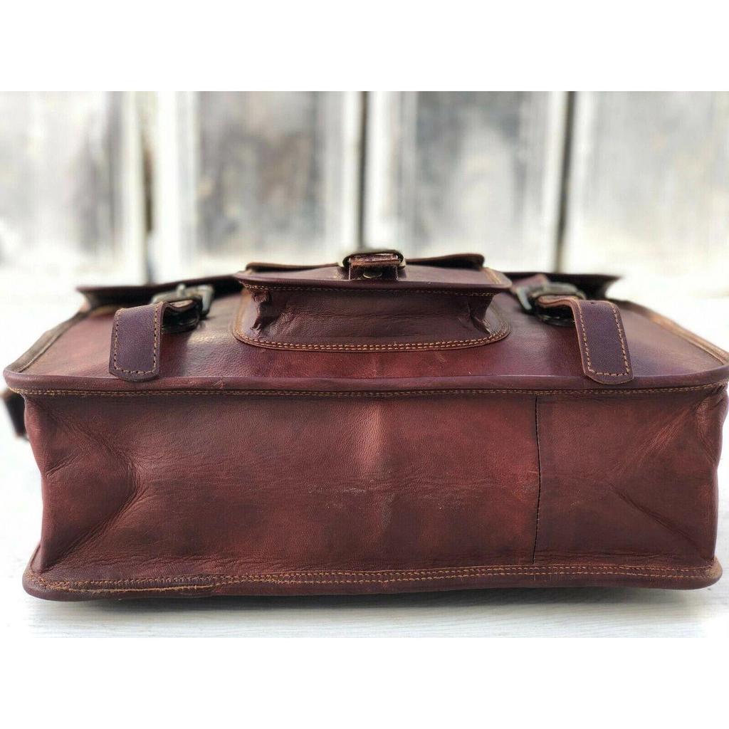 Leather Vintage Large Messenger Shoulder Laptop Bag Briefcase" Men's
