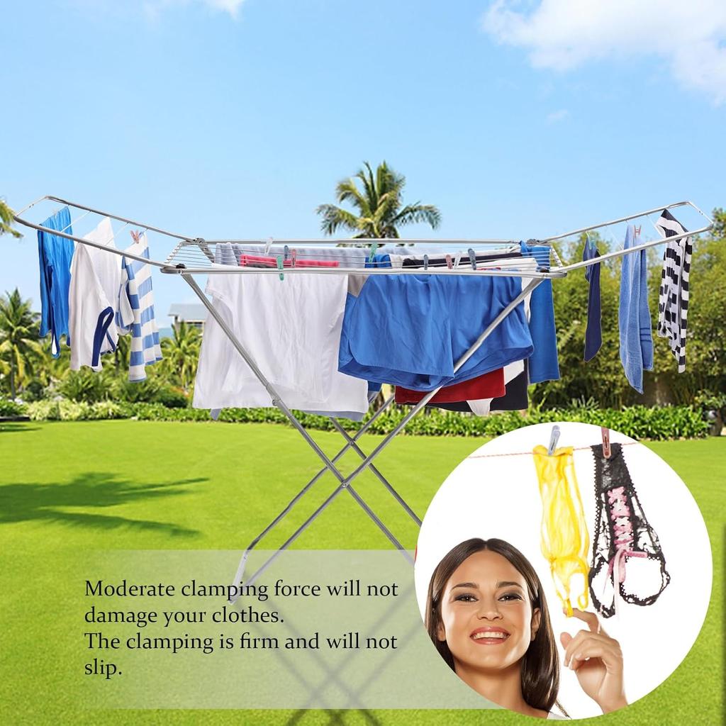 56 Pcs Colorful Clothesp, 4 Colors Spring Clips (2 Inch) Small Clothes Pin with Black Storage Bag - for Laundry, Drying Clothes, Home Use