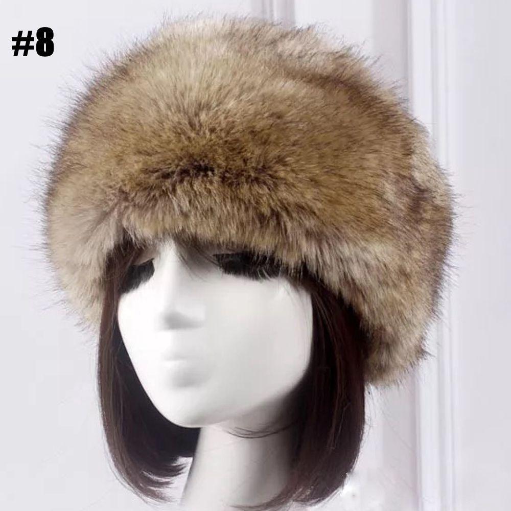 Outdoor Earwarmer Ski Hats Women Russian Cap Thick Fluffy Headband Hat Faux Fur