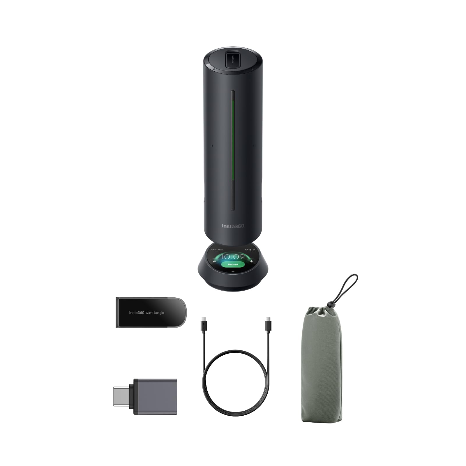 

Insta360 Wave Graphite Black AI Voice Eight Microphones with AI Transcription Supports 99 and 32GB Ideal for and Live – Speakerphone, Bluetooth,