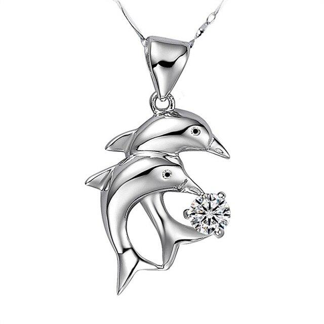 Romantic Dolphin Crystal Stone Pendant Necklaces Jewelry Stylish Fashionable Tone Women Pendant Necklace Female Clavicle Chain Accessories