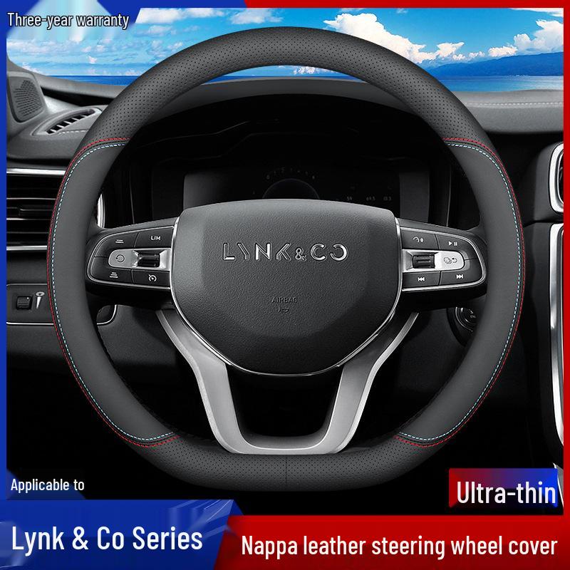 Genuine Leather Steering Wheel Cover for Lynk & Co Models 01, 02, 03, 03+, 05, 06, and New Energy Vehicles