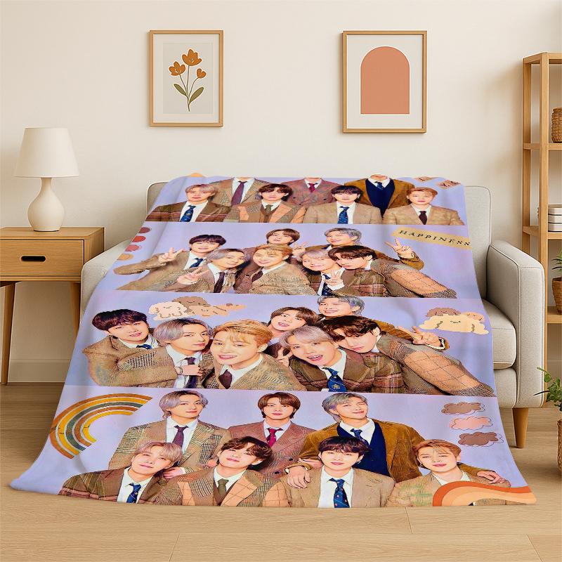 Famous B-BTS KPOP Star Soft Flannel Throw Blanket,Warm Cozy Blanket for Bed,Couch,Sofa,Bedroom,Living Room,Travel,Camping Gift
