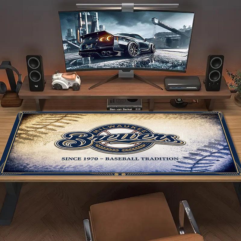 Milwaukee Brewers Farbiges Mauspads Großes Gaming-Tischkissen Rutschfestes Laptop-Tablet Großes Mauspads XXL Matte Mini-PC-Spielmatte Mit Verriegeltem Rand