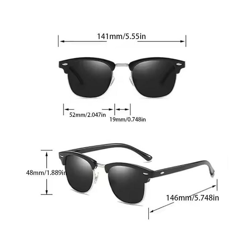2PCS Classic Half Frame Sunglasses Men Women Fashion Sunglasses Male Rivet Popular Driving Eyewear