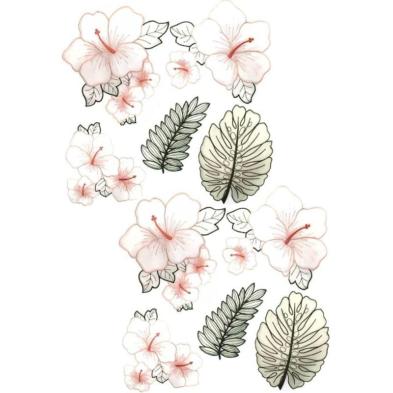 10 Pieces Large Organza Flower Applique Leaf Applique Sheer Embroidered Sew on Patches Lace Decal Fabric for Wedding Dress Evening Gown Bridal Vail