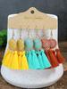 Bohemian Round Colored Glaze Alloy Earring Set Retro Ethnic Style Long Tassel Earrings Women's Girls' Personalized Zircon
