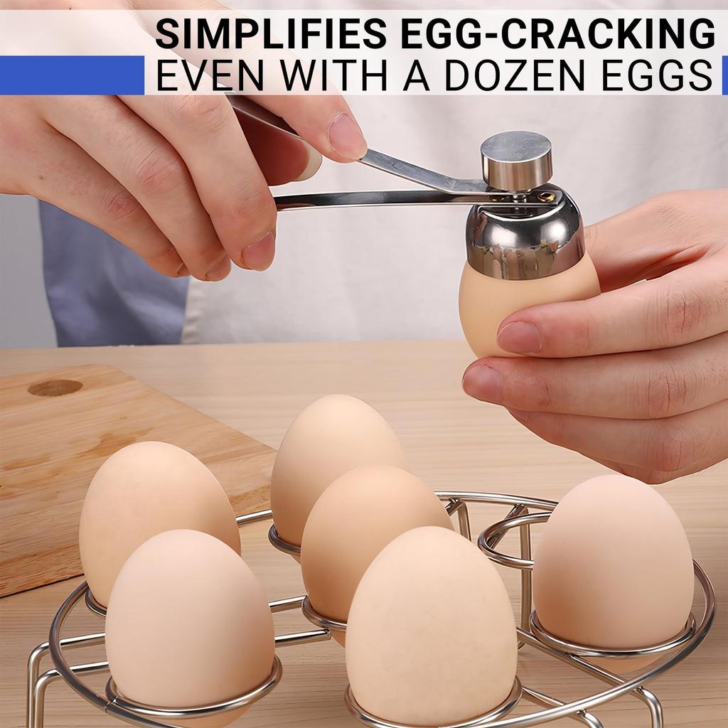 Stainless Steel Egg Opener Tool for Raw Eggs, Easy Egg Cracker with Ergonomic Handle for Baking Custard Cake Kitchen Use