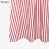 ZANZEA Women Short Sleeve Blouse and Long Skirts Stripe Print Two Piece Suit Sets