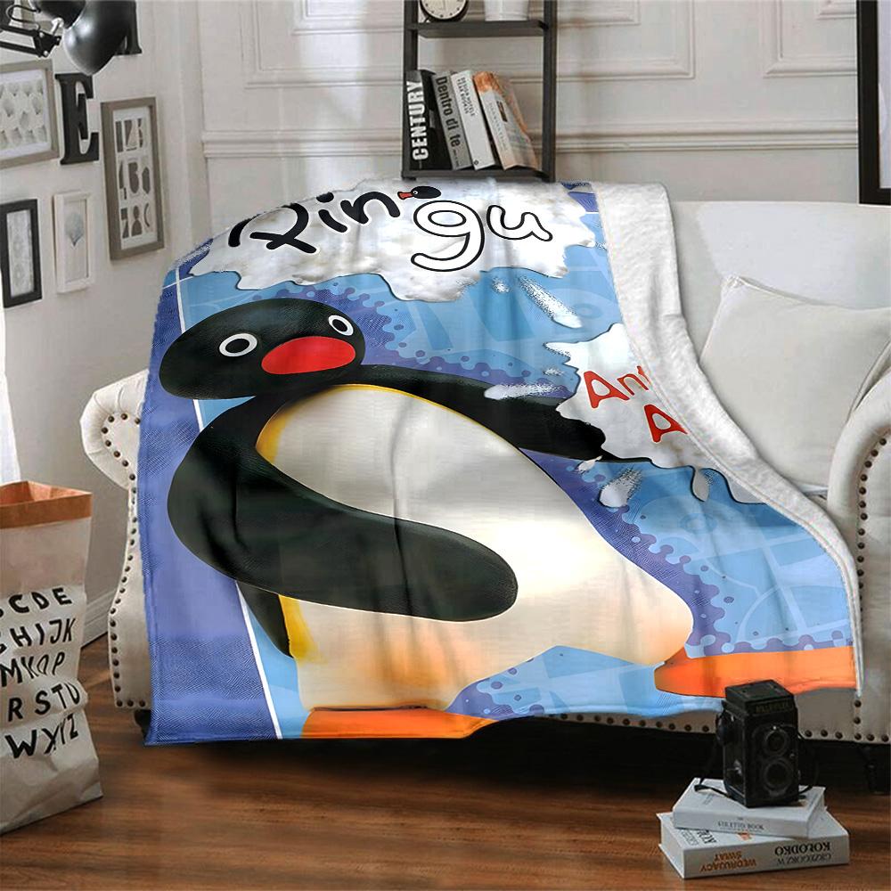 1pc Pingu1 Blanket, Gift, for Men and Women, Soft Blanket, Good for Sofa Bed Couch Travel, Lightweight Flannel Blanket