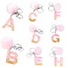 Women Alphabet Keychain Foil English Letters Ornamant Bags Pendant Fluffy Ball