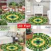 1pc Four Leaf Clover Lucky Pattern Round Doormat Flannel Festive Floor Mat St Patricks Day Decor