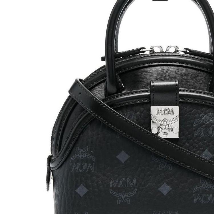 MCM Monogramm Beschichtetes Canvas und Leder Schulter Crossbody Tragetasche Damen Taschen MWTCAXT01BK001