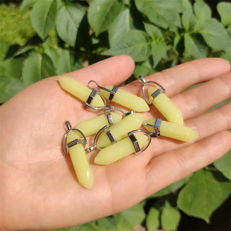 Crystal Hexagonal Pendant Necklace - European & American Popular Luminous Bullet Head Design