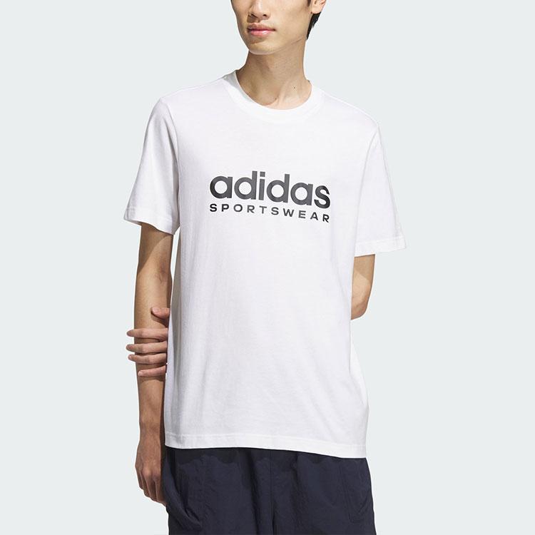 Adidas Letter Print Breathable Round Neck Short Sleeve Regular T-Shirt Unisex T-Shirts White JI9073