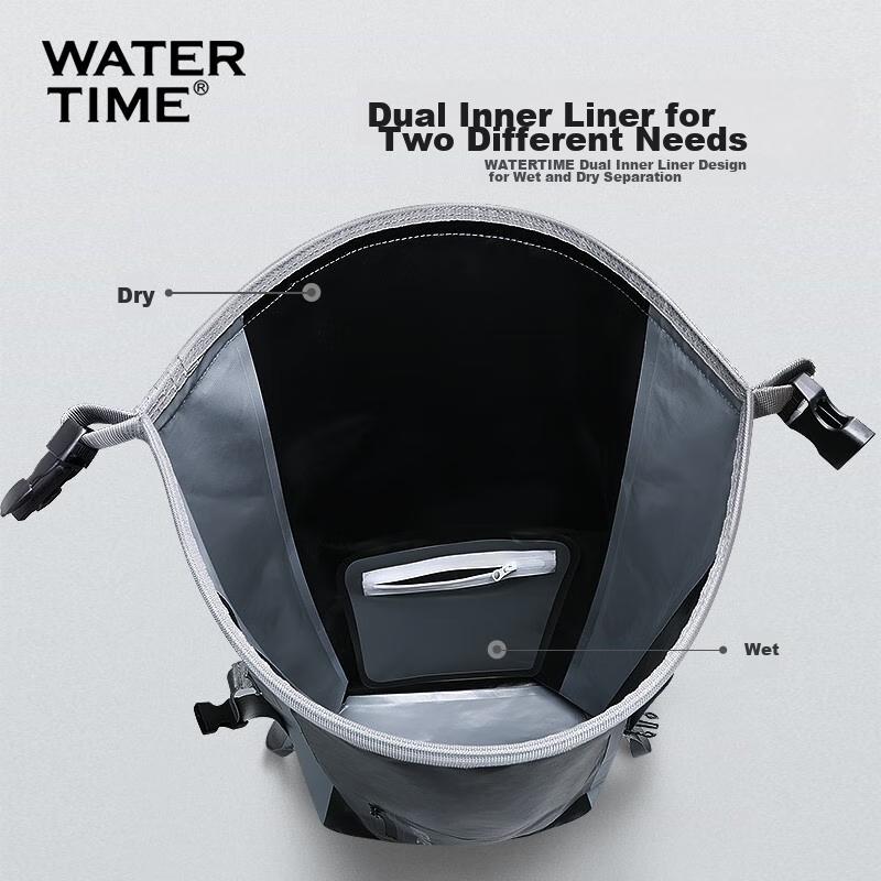 WATERTIME Swimming Bag with Dry And Wet Separation, Waterproof Bag, Multi-Functional Storage Backpack, Black