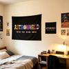 Black Rainbow Letter Tapestry Wall Hanging Quote Typography Aesthetic Wall Art College Dorm Bedroom Decor