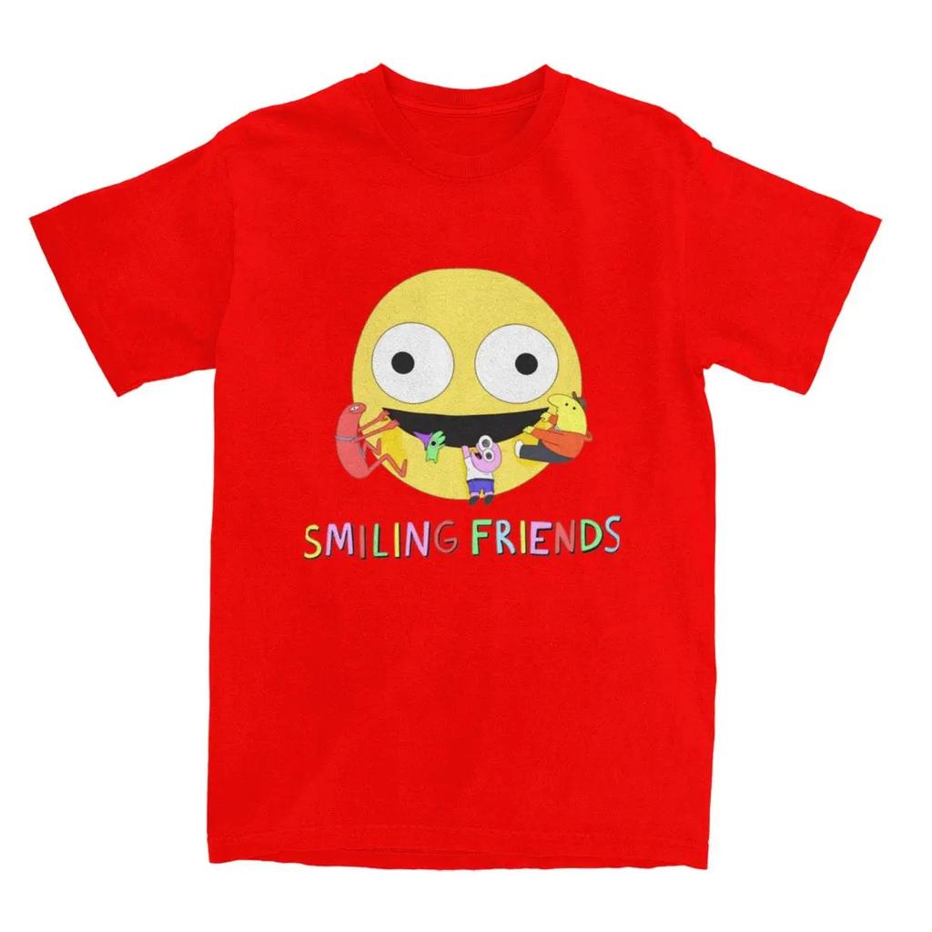 Men Women T-Shirt Smiling Friends Logo T-Shirts Harajuku Animated Television Summer Tee Shirt Custom Logo Pure Cotton Tops Gift
