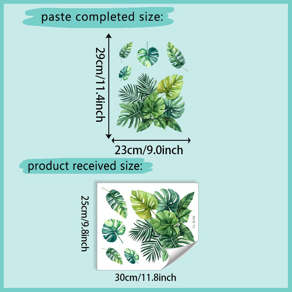 

Fresh Watercolor Green Plant Leaves Wall Sticker Self-Adhesive Bedroom Living Room Home Decoration 25x30cm