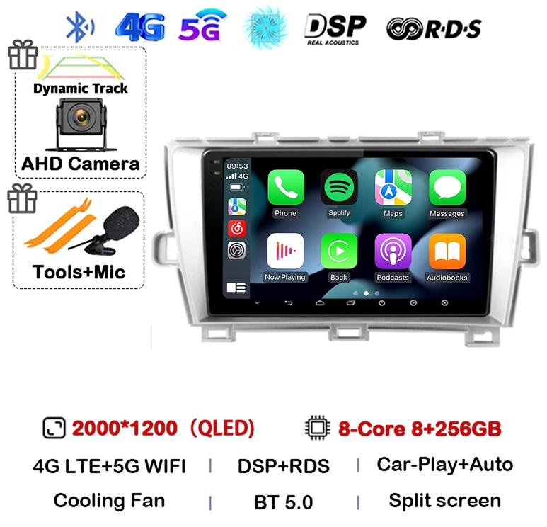 Android 14 Carplay Auto For Toyota Prius 3 XW30 2009 2010 2011 2012 2013-2015 LHD RHD Car Radio Multimedia Player GPS Stereo DSP