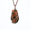 Handmade Ancient Red Copper Wound Tree Of Life Natural Crystal Stone Octahedron Necklace Fortune Tree Necklace N539