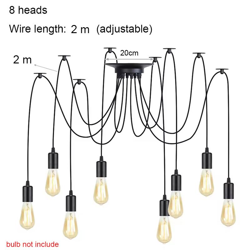 Retro Chandelier White E27 Attic Living Room Edison DIY Adjustable Hanging Light Decoration Pendant Lamp Ceiling Light Bedroom