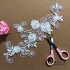Off-White Car Bone Lace Lace Pair Flower Applique Wedding Dress Sequined Lace Accessories Fabric