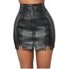 Frauen Sexy Schwarz Faux PU Leder Bleistift Bodycon Hohe Taille Mini Kleid Kurzen Rock