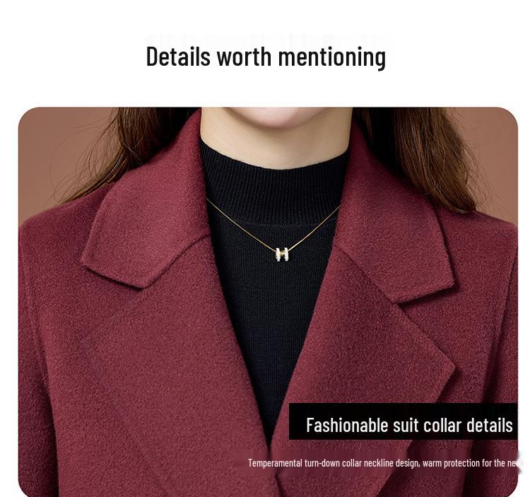 Women's Slimming Double-Faced Cashmere Coat - High-End Winter 2025 Collection for Middle-Aged Women