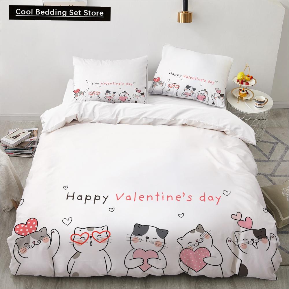 Animal Kitty King Queen Duvet Cover Lovely Pet Cat bedding set Cartoon Quilt Cover 2/3pcs Colorful Polyester Comforter Cover