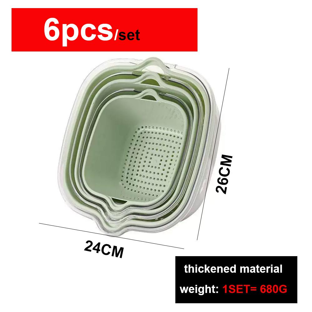 8 pièces/6 pièces/ensemble Égouttoir d'évier Cuisine Paniers d'égouttage double couche Boîte/Panier à légumes Bassin de lavage Panier égouttoir à fruits Boîte de rangement de cuisine