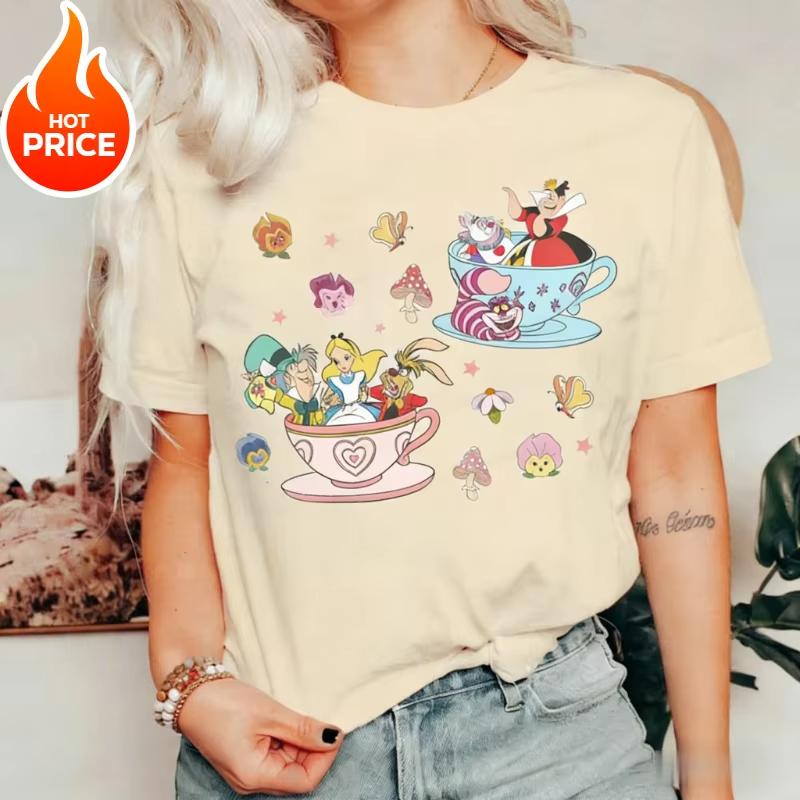 2026 Estate Alice nel Paese delle Meraviglie Grafica T-shirt Unisex Unisex Moda Cotone Qualità Casual Larga Manica Corta Classica Unisex