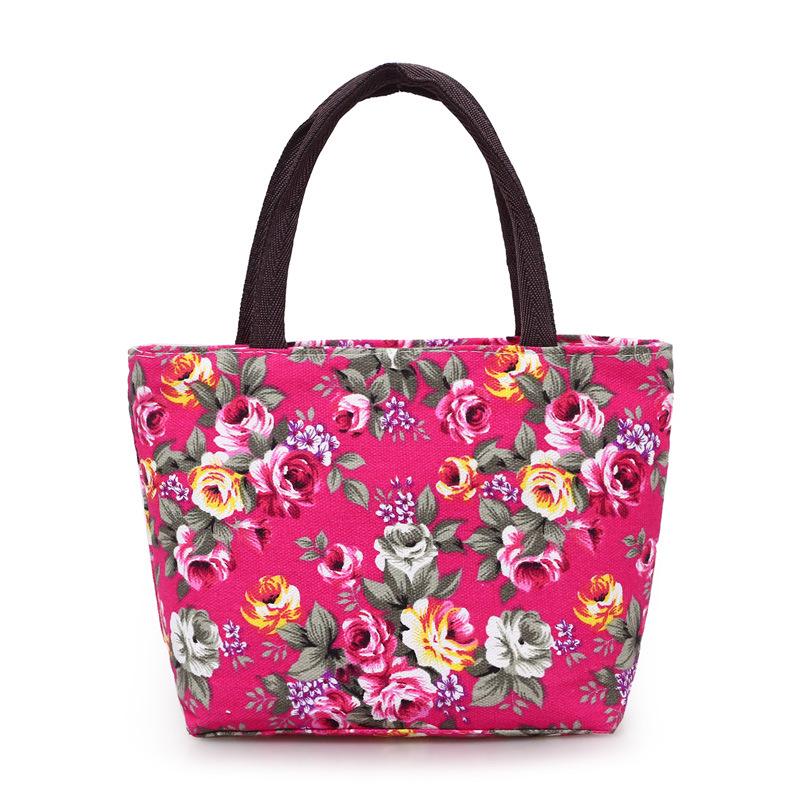 

Folk-Custom Flower Shopping Bag Handbag For Korean Canvas Green Ladies Women Bucket Fashion Print Shoulder Bag
