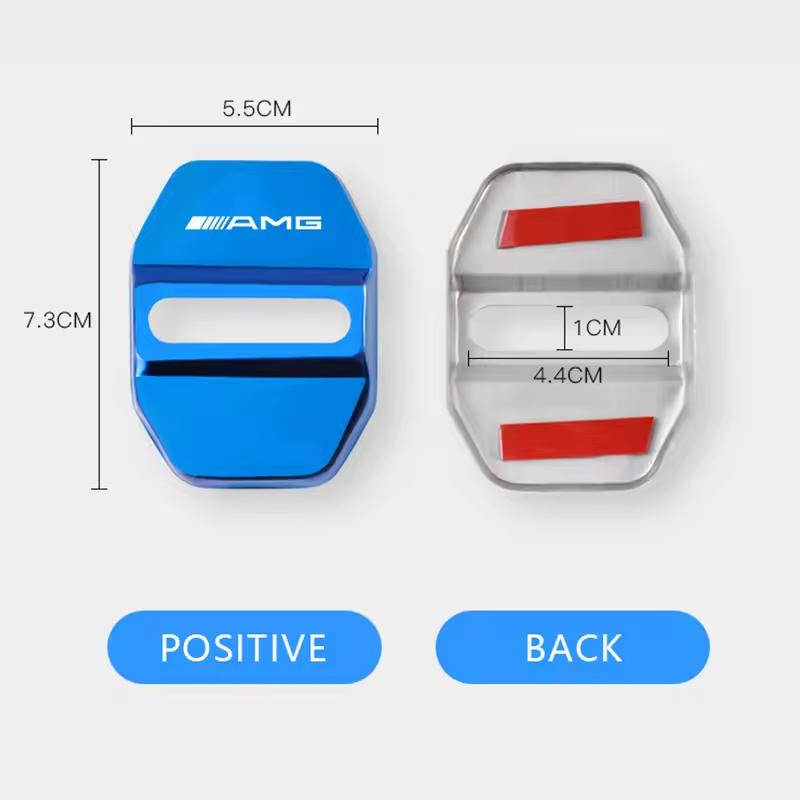 4Pcs Zinc Alloy  Car Door Lock Buckle Protection Cover Anti-Collision Shock Absorbing Cushion For Mercedes Benz AMG W205 W204 W2