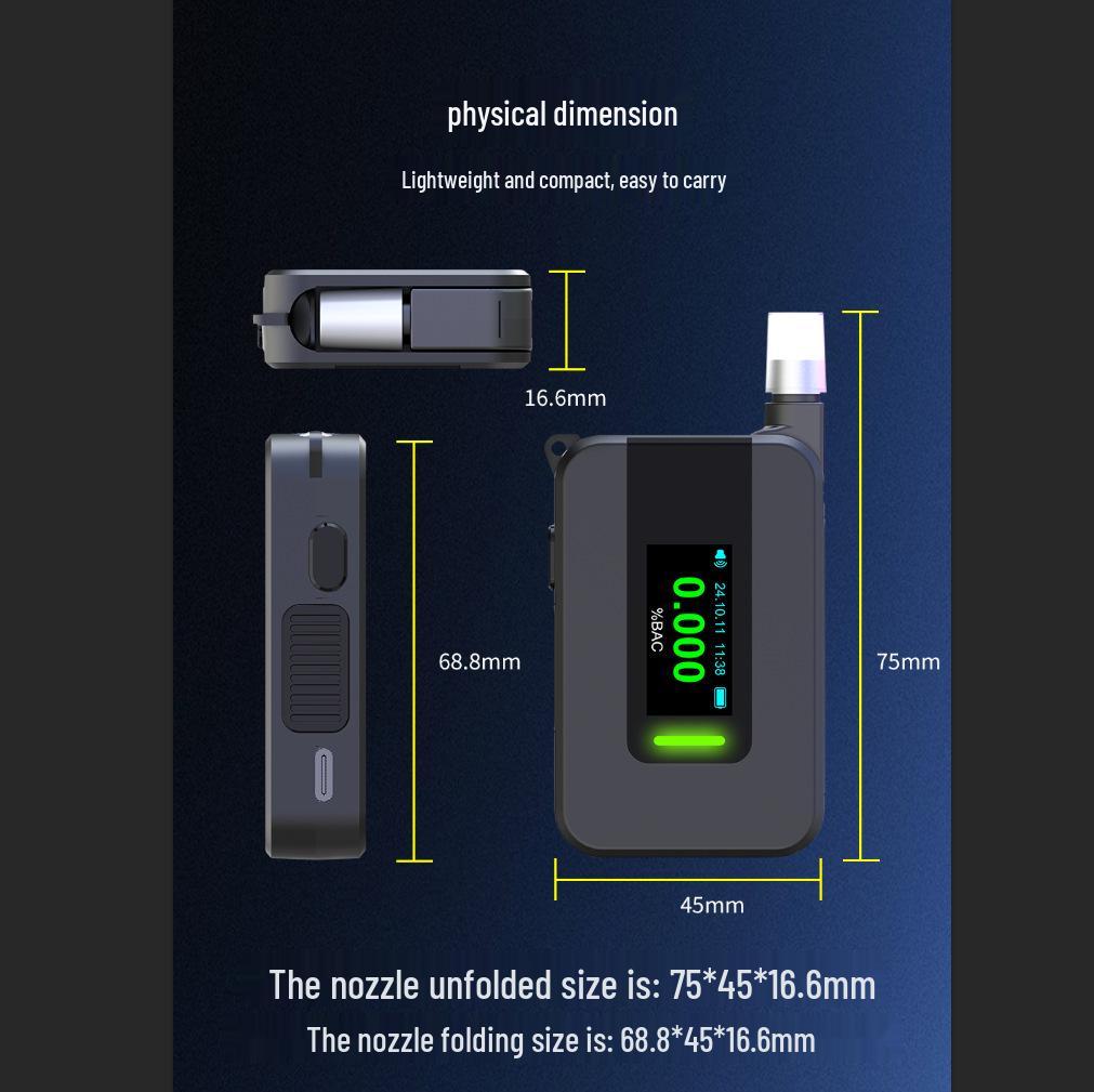 D1000 Voice-Activated Electrochemical Breathalyzer 70x45x17 mm