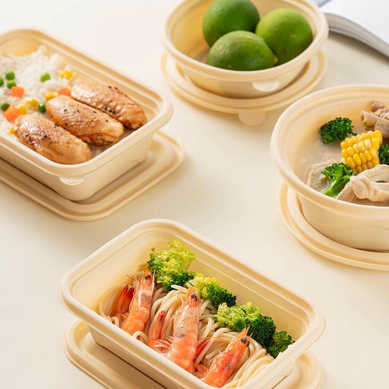 20Pcs Biodegradable Food Containers with Lids, Disposable Takeout Boxes, Salad Fruit Bowls, Microwavable Freezer Safe