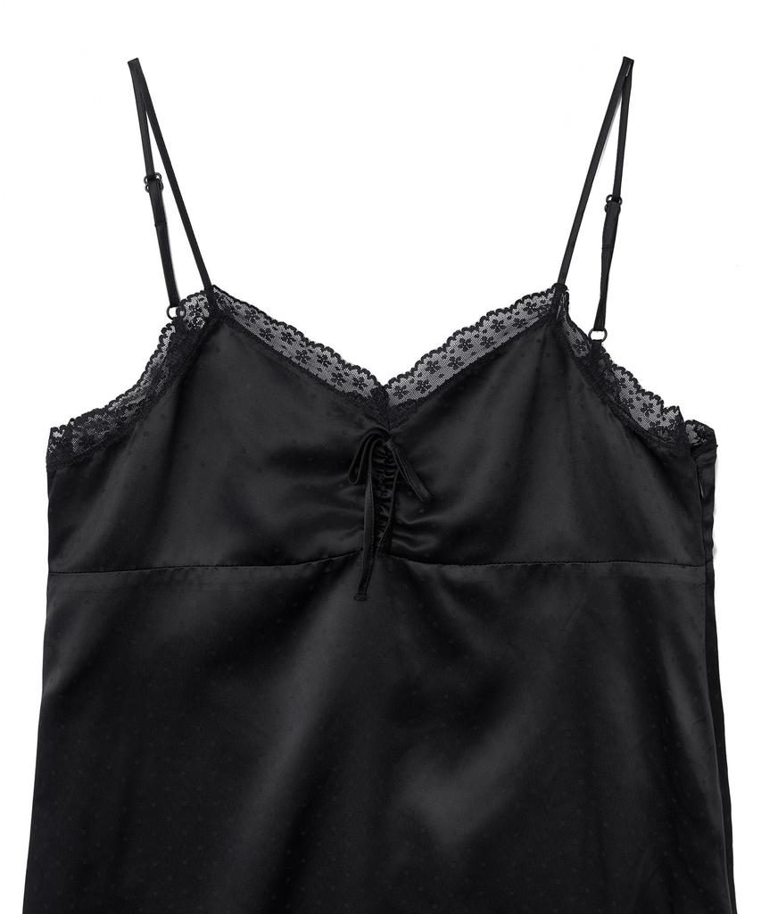 Tudument Satin Dot Sleeveless Dress_Black