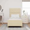 Bed Frame with Headboard Cream 90 X 190 Cm Fabric