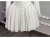 Women's French Style V-Neck Pleated Dress with Waist-Cinching Long Sleeves